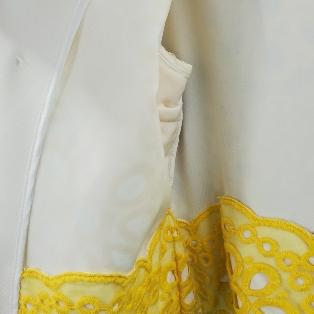 TS white retro jacket yellow crochet overlay 6 - Picture 14 of 15